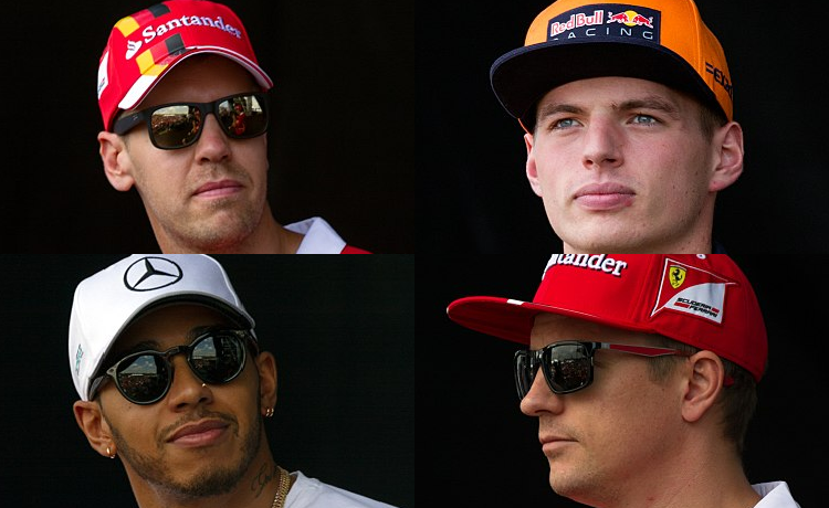 Vettel, Verstappen, Hamilton e Raikkonen