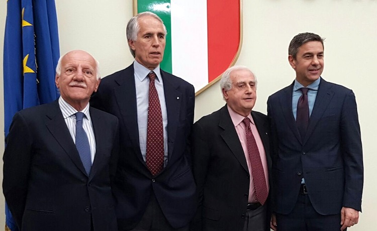 Angelo Clarizia, Giovanni Malagò, Roberto Fabbricini e Alessandro Costacurta