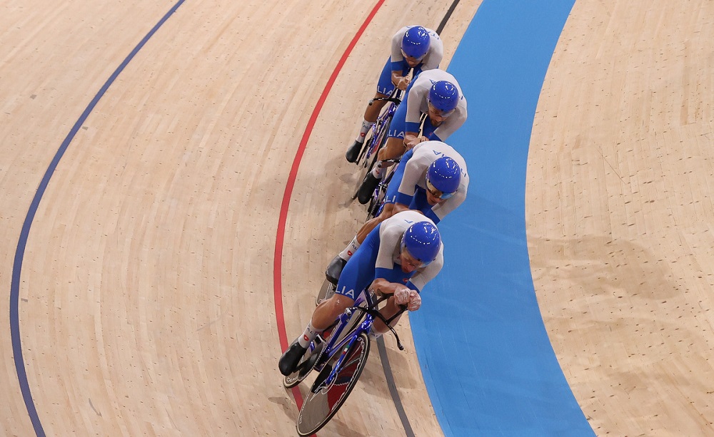 Elia Viviani, Stefano Consonni, Francesco Lamon e Jonathan Milan