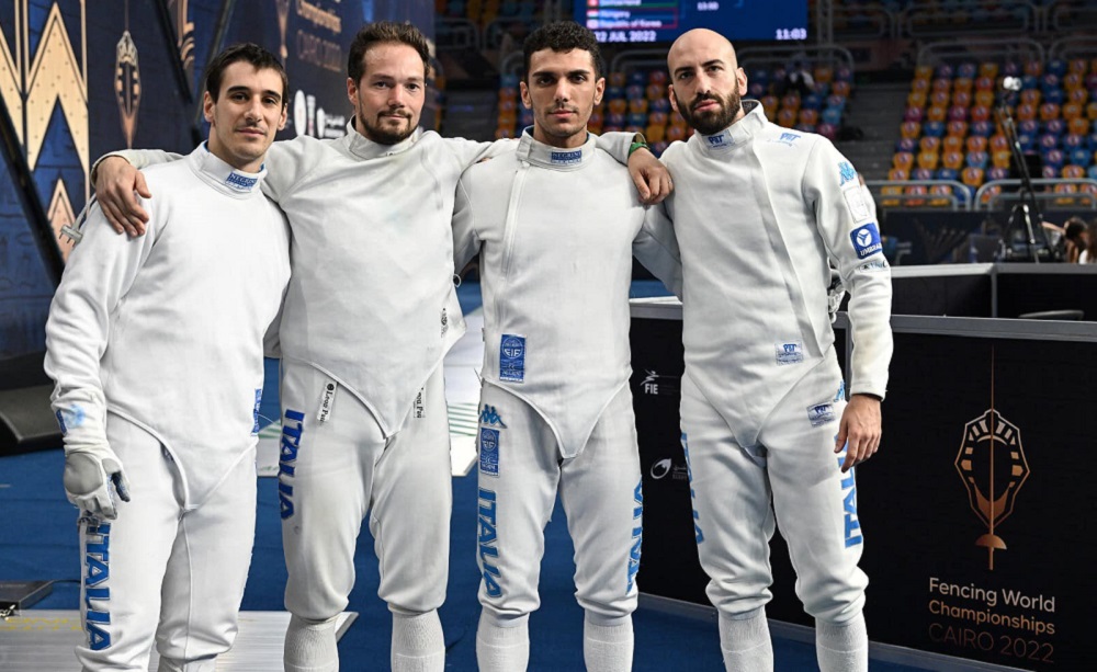 Spada maschile. Gabriele Cimini, Davide Di Veroli, Andrea Santarelli e Federico Vismara - Foto Bizzi Team