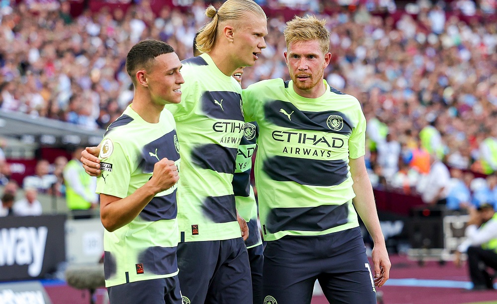 Phil Foden, Erling Haaland e Kevin De Bruyne